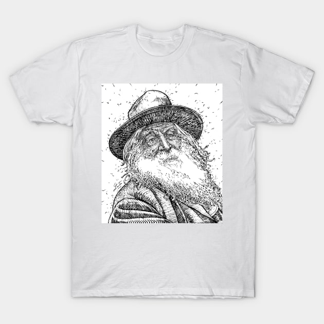 WALT WHITMAN ink portrait T-Shirt by lautir